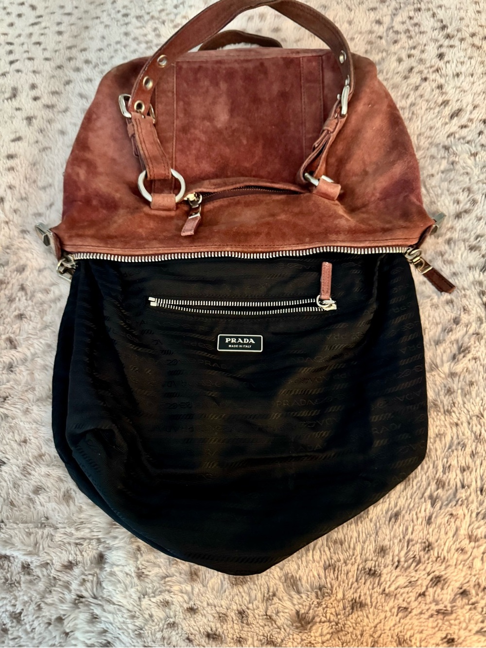 Prada Rust Brown Suede Shoulder Bag - Picture 5 of 15